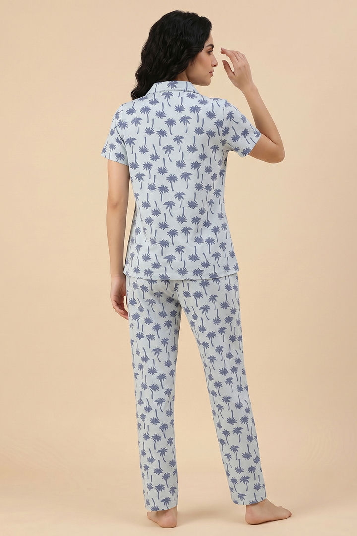 Zivame Farm Lore Knit Cotton Pyjama Set - Nantucket Breeze — image 4